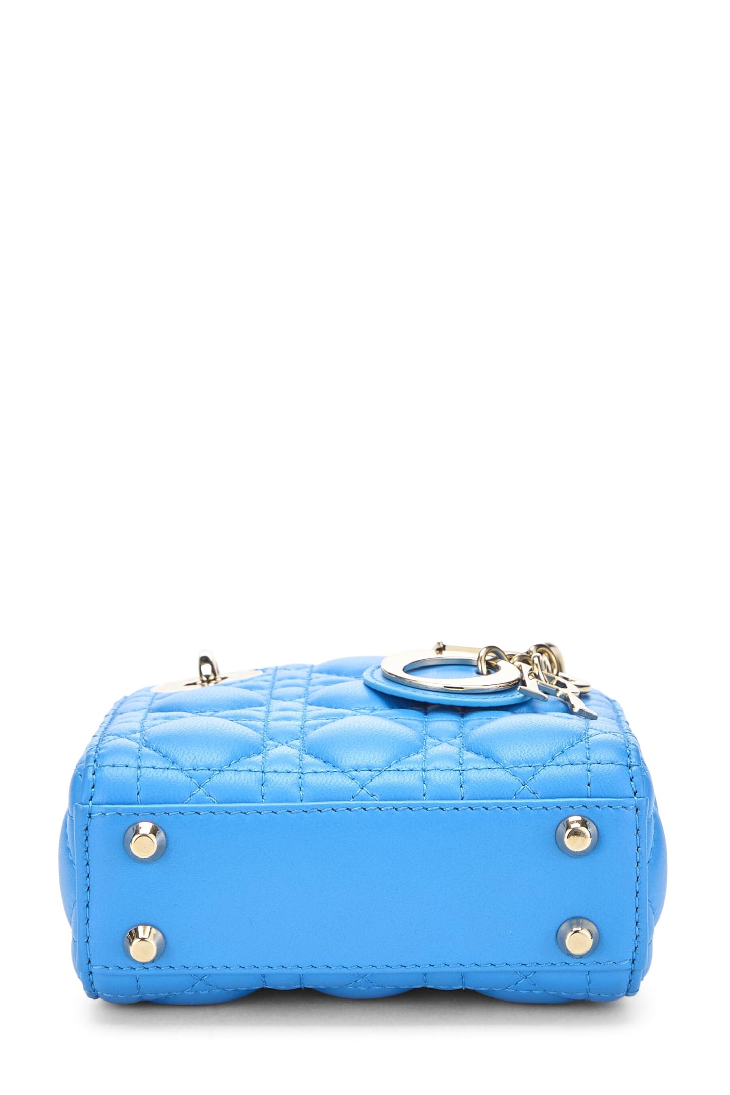 Dior, Pre-Loved Blue Lambskin Lady Dior Micro, Blue