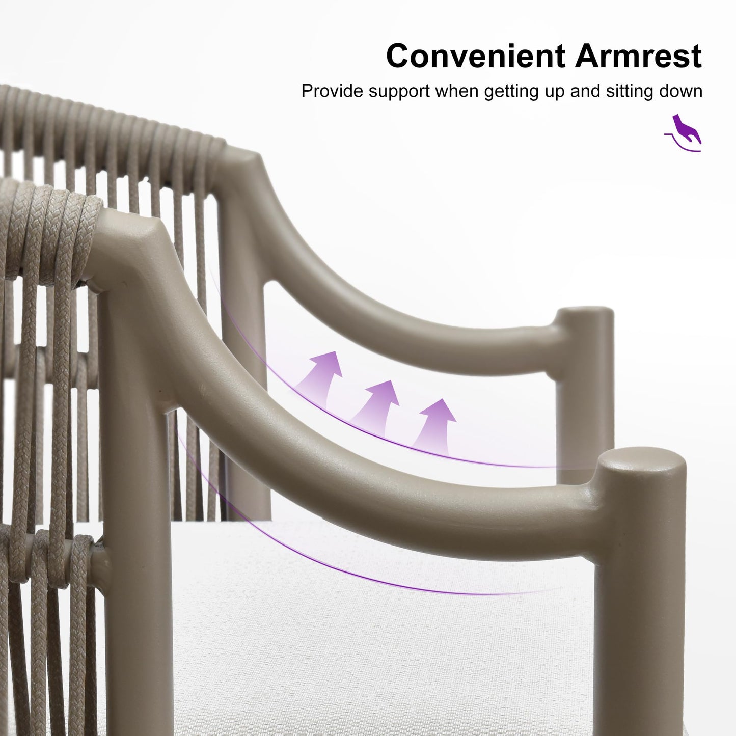 PURPLE LEAF 9 Pieces Outdoor Dining Set All Weather Wicker Patio Dining Set with Square Aluminum Table and Modern Armrest Dining Chairs for Garden Deck Backyard Kitchen, Champagne