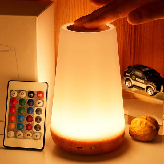 THAUSDAS Night Light, Dimmable Touch Lamp for Bedroom, Portable Table Bedside Lamp, 5 Brightness 13 RGB Colors, Night Lights for Baby Nursery Bathroom