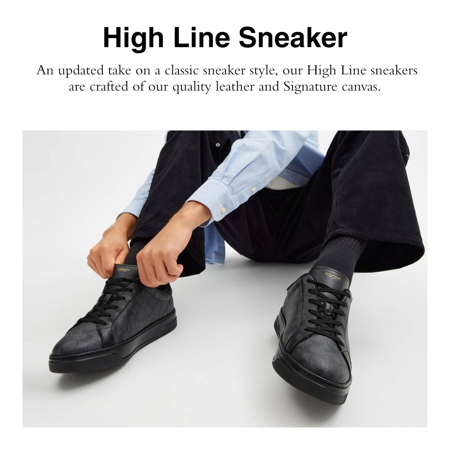 COACH Men's High Line Sneaker, Graphite/Black, 8