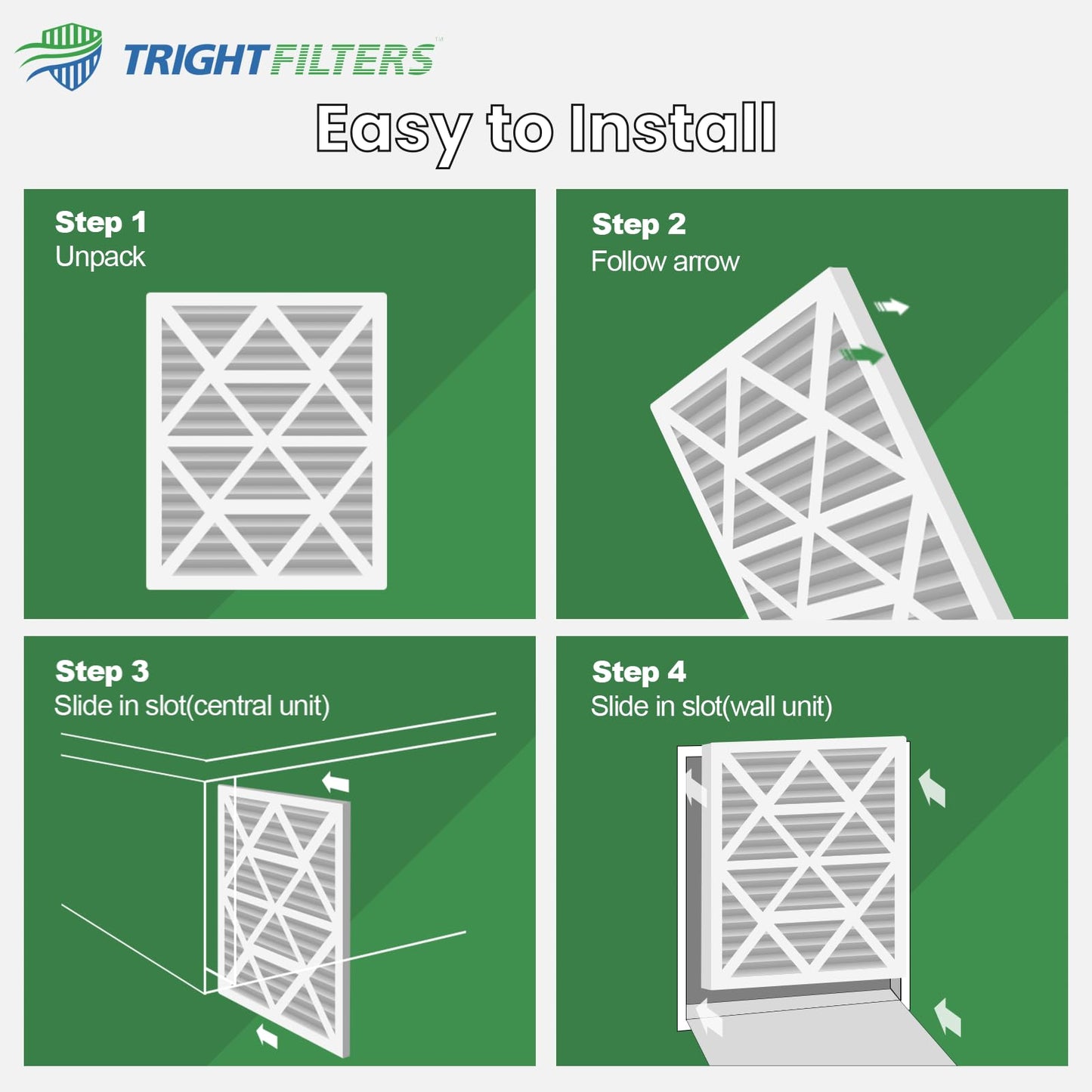 TRIGHTFILTERS 12x12x1 Air Filter 6 Pack, Durable MERV 8 Pleated Home HVAC AC Furnace Filters, Lightweight Compact Air Conditioner Filter Replacement