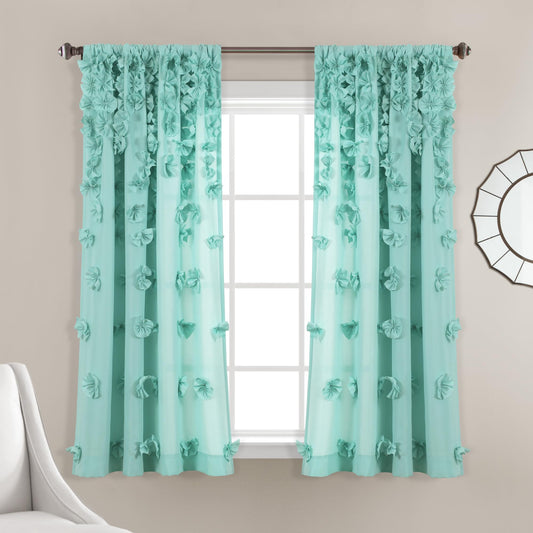 Lush Decor Riley Window Curtain (Single Panel), 54"W x 63"L, Aqua