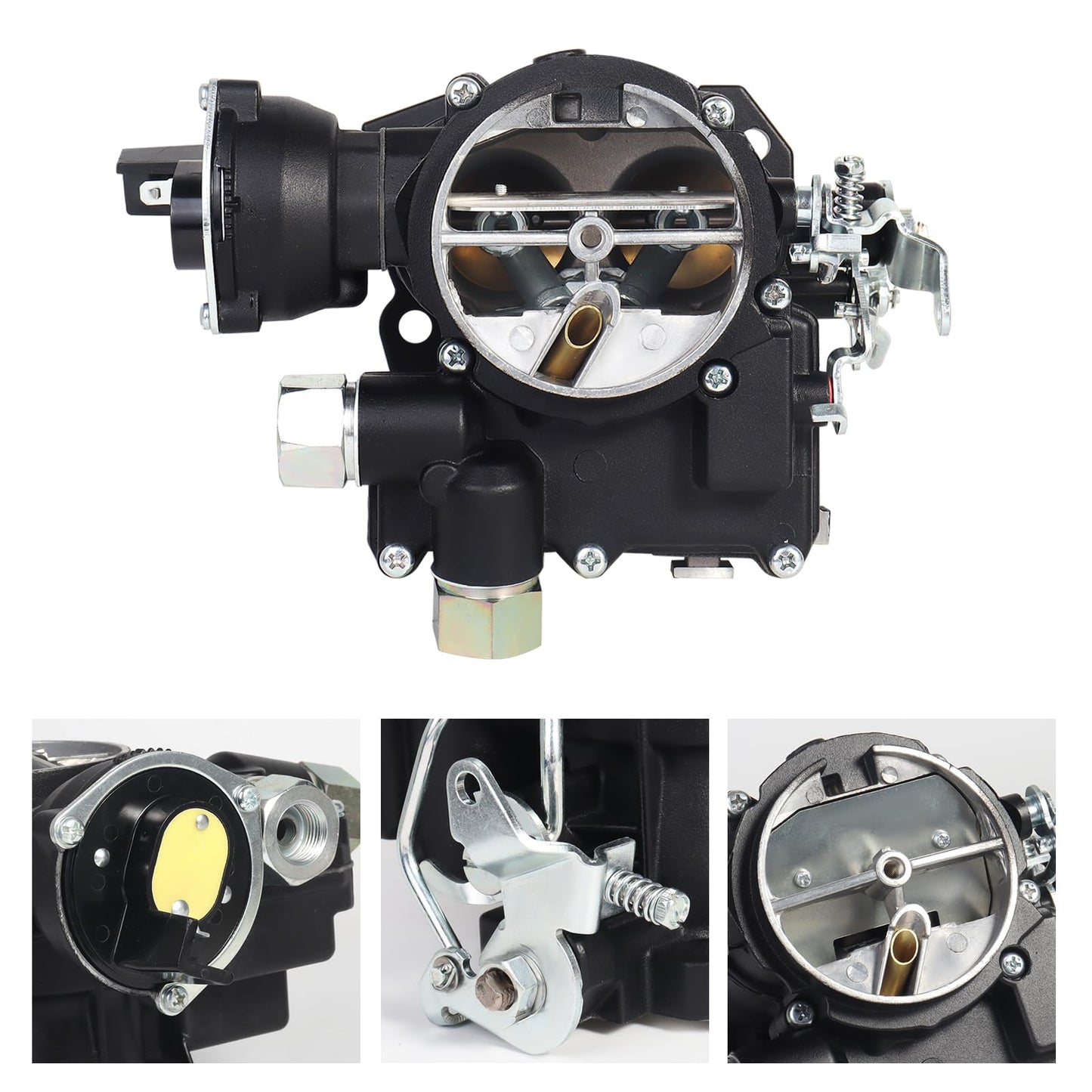 Marine Carburetor for Mercruiser Carburetor 3.0L 2.5L 2 Barrel Carb 4CYL Engine 3310-8M0045397 864940A01 Black Mercarb, w/Electric Choke Jet Long Linkage Gasket, Base Bolt Pattern is 3 3/4 X 2 inches