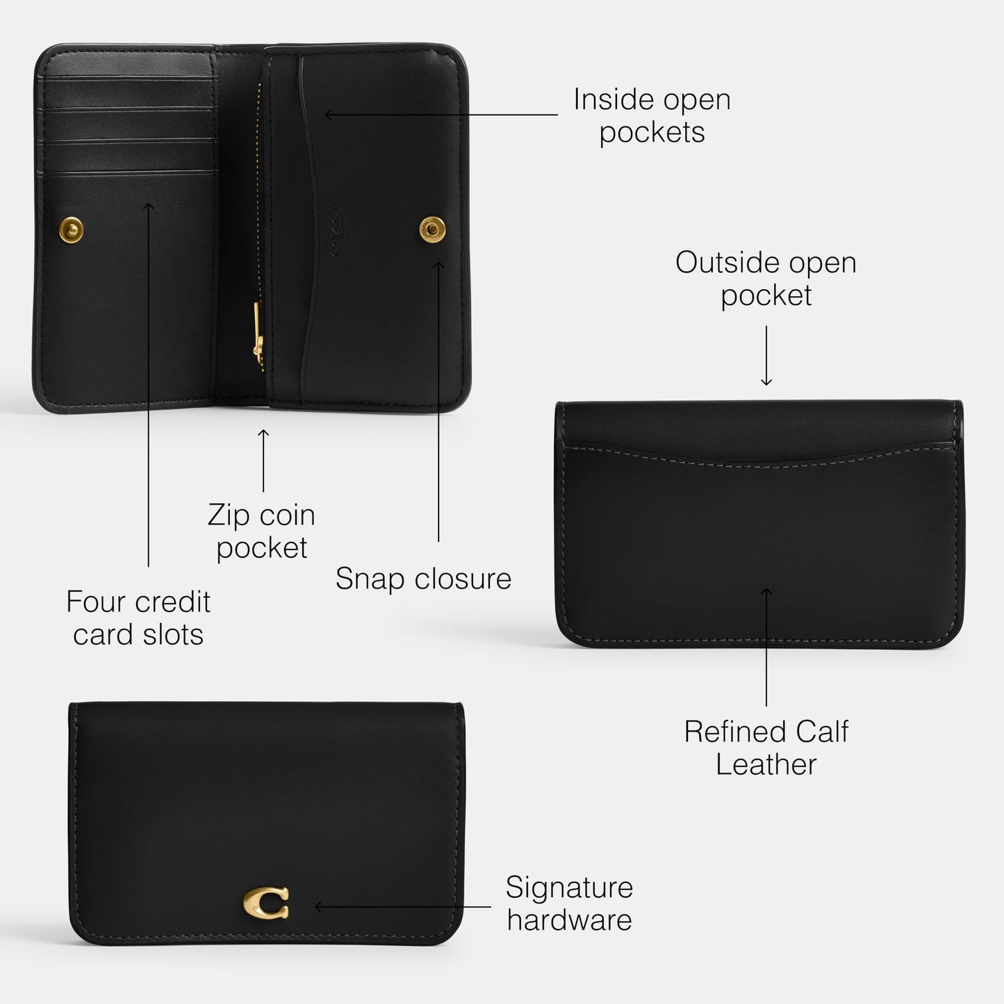 Coach Women's Essential Slim Card Case, Black, One Size