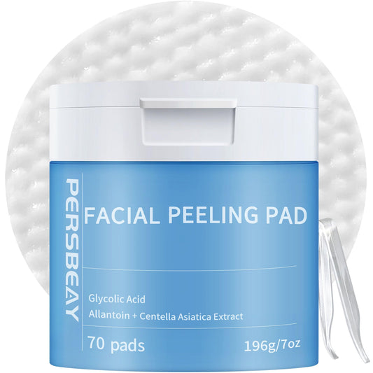 Persbeay Glycolic Acid Pads, Exfoliating Toner Pads for Facial Radiance, Dual Action Gentle Face Pad for Deep Cleaning Effect |Peels & Daily Skin Renewal |Salicylic Acid & Vitamins B3 |70 Count