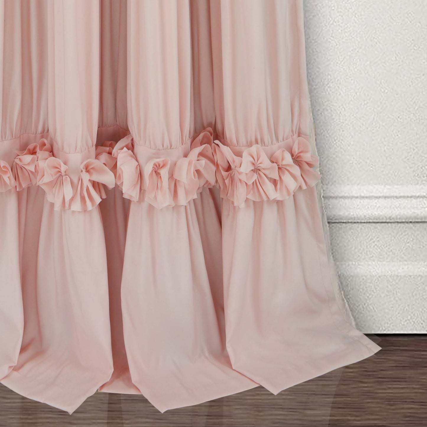 Homechoice Decor Thermal Insulated Blackout Window Curtains, 54" W x 84" L x 2 Panels, Boho Ruched Window Treatments with 3 Rows of Butterfly Flowers, Rustic Rod Pocket Drapes, Peach Pink (LQ-30)