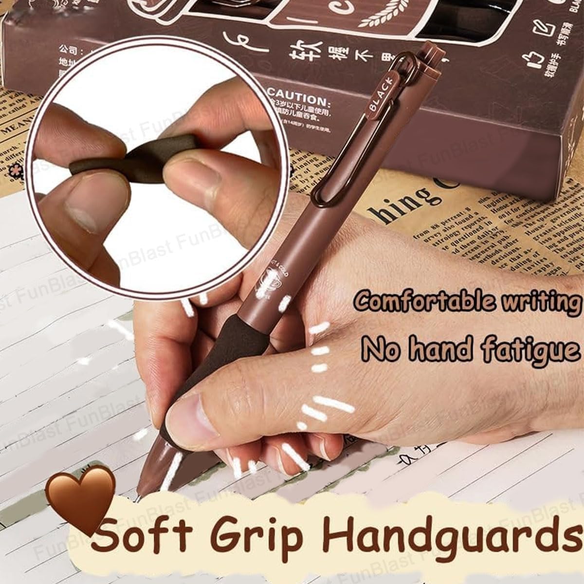 Gel Pens with Soft Grip, 5 Pack, Blue Ink, School and Office Supplies