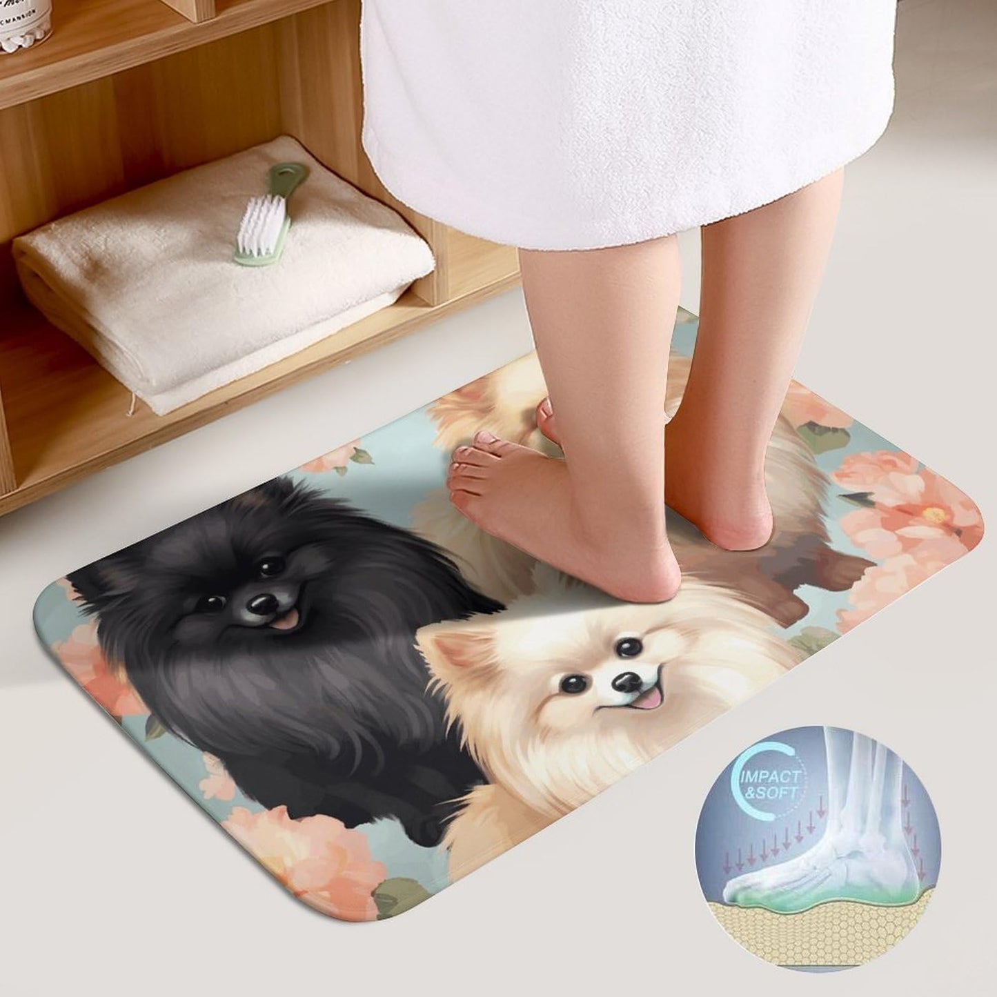 QMKVBSN 19.7"x31.5" Bathroom Rugs Sets 2 Piece Pomeranians Pattern Bath Mat for Bathroom Super Absorbent Shower Rug Non-Slip Floor Mat Quick Drying Bath Rug for Bedroom Kitchen Sink Bathtub Edge