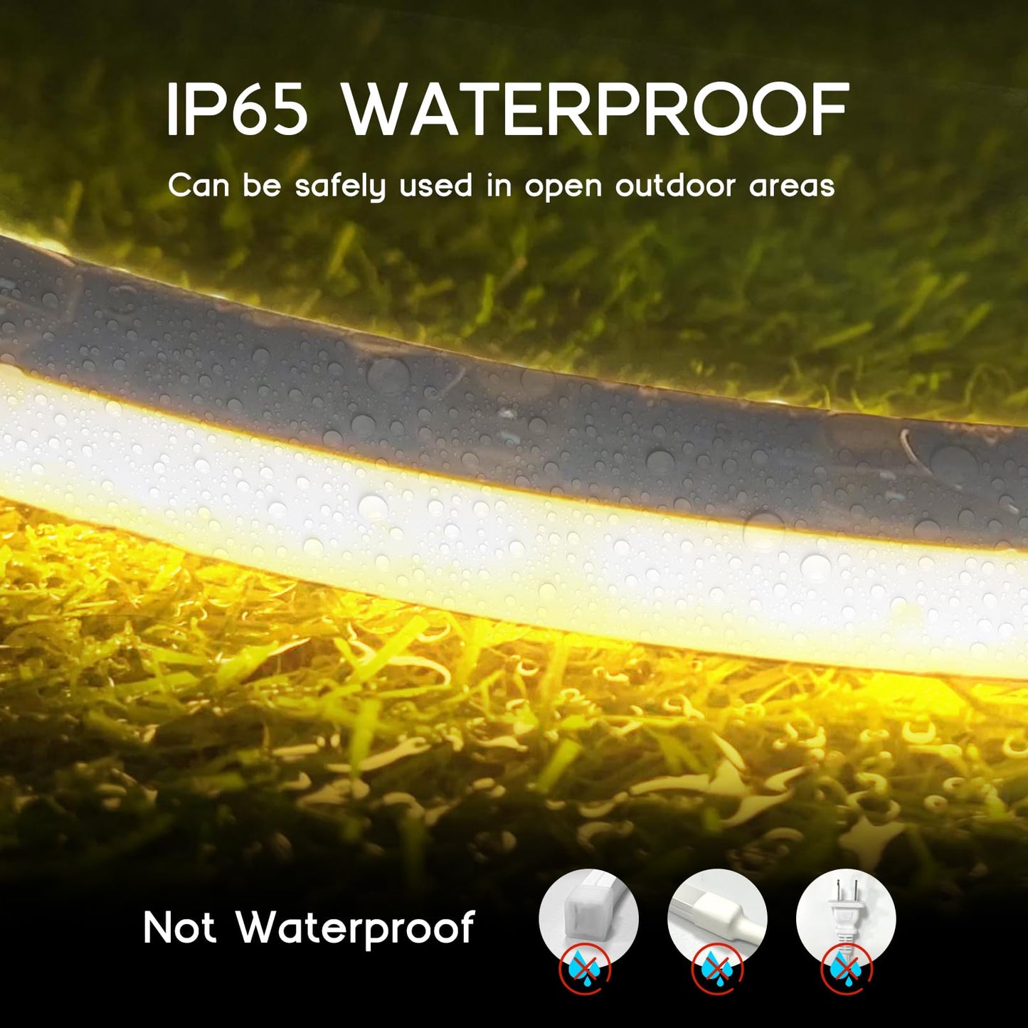 VOEWT LED Strip Lights Warm White 3000K,9.8ft 110-120V Neon Rope Lights,Flexible Silicone Outdoor Waterproof Neon Strip Lights for Bedroom,Mirror,Kitchen Cabinet, Living Room,Halloween Decor