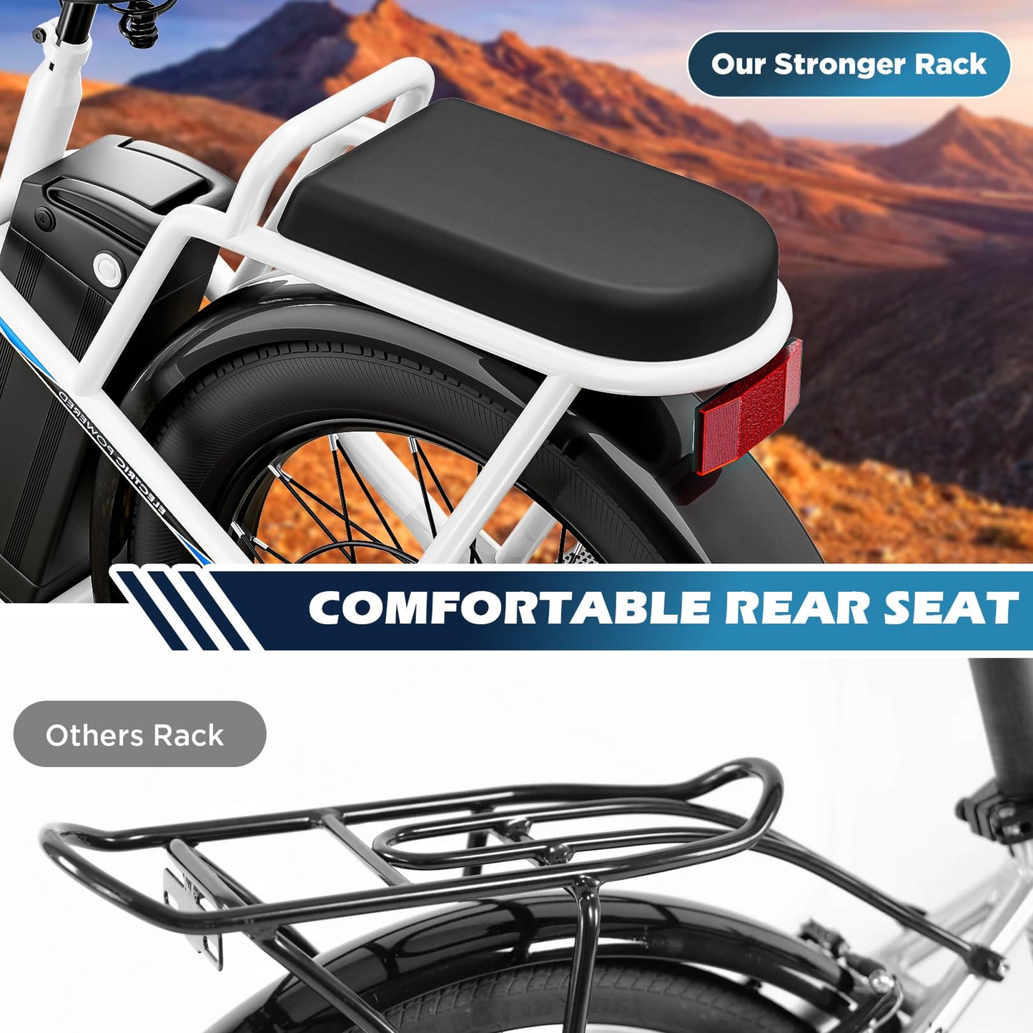 Caroma Peak 500W Electric Scooter with Seat, 20" Fat Tire Electric Bike with 36V Removable Battery, Up to 15Miles & 20MPH, Foldable Adult Electric Bicycles for Commuting with Basket (White)