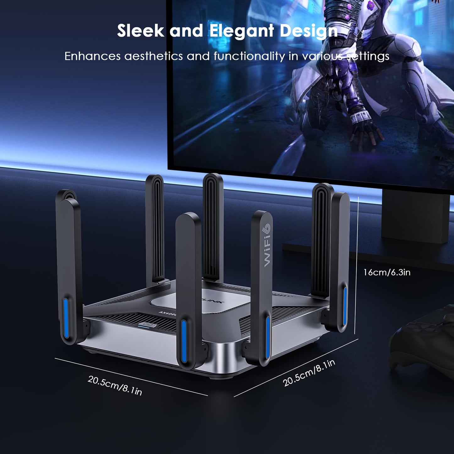 WAVLINK AX6000 Dual-Band WiFi 6 Router - 2.5G Multi-Gig Ports, 6000Mbps Wireless Speeds, Quad-core CPU, WPA3 & VPN Security for Home/Office