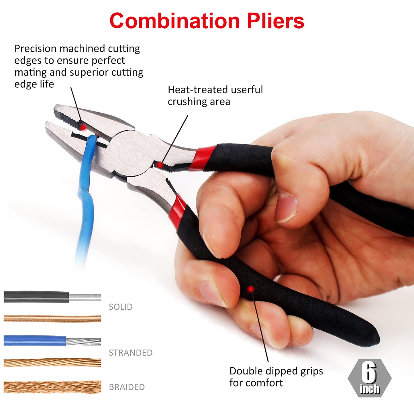 FASTPRO 7-piece Utility Pliers Set, Includes Slip Joint, Long Nose, Diagonal, Groove Joint, Linesman, and Mini Long Nose Pliers, Dipped Handle