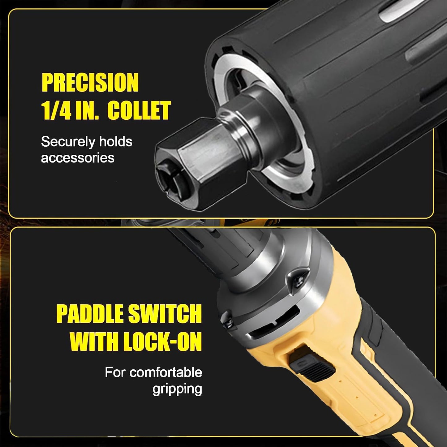 Cordless Die Grinder Compatible with DEWALT 20V, Brushless Motor 20000 RPM, 1/4" Precision Chuck, Compact Design, Variable Speed electric die grinder for Metal/Wood Grinding/Plastic (Tool Only)