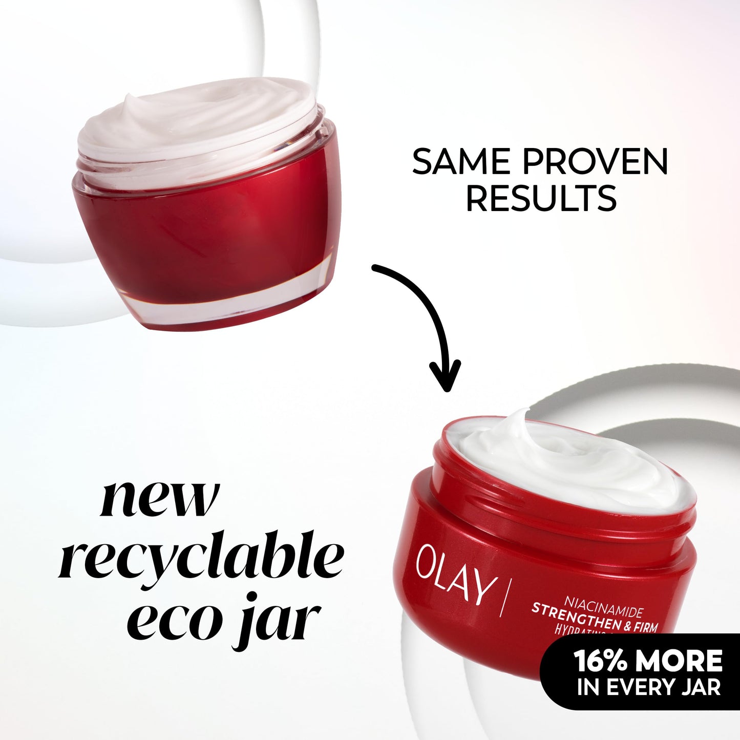 Olay Niacinamide Face Moisturizer, Strong & Firm Cream for Women, Anti-Aging, Anti-Wrinkle, Firming Skin Care, Evens, Hydrates to Repair Barrier, Recyclable Sustainable Eco Jar, Non-Greasy, 2 oz