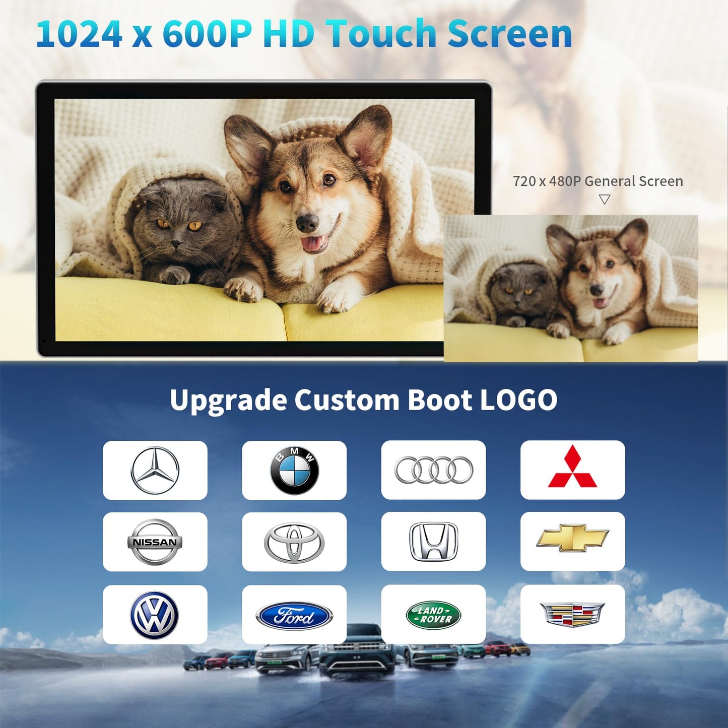 Portable Apple Carplay Screen for Car, 9" Wireless Apple Carplay & Android Auto,4K Dash Cam,1080p Backup Camera DVR,Car Audio Receivers GPS Navigation Mirror Link, Bluetooth,FM, Siri