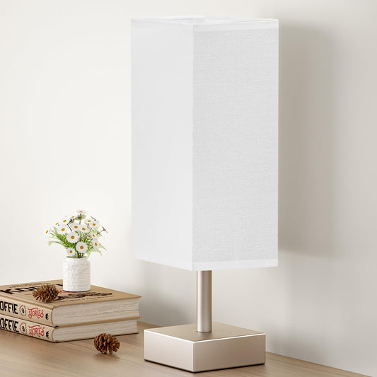 aooshine Antique Small Table Lamp - Bedside Lamp for Bedroom, Minimalist Nightstand Lamp with Square Fabric Shade, Desk Lamp for Kids Room Dorm