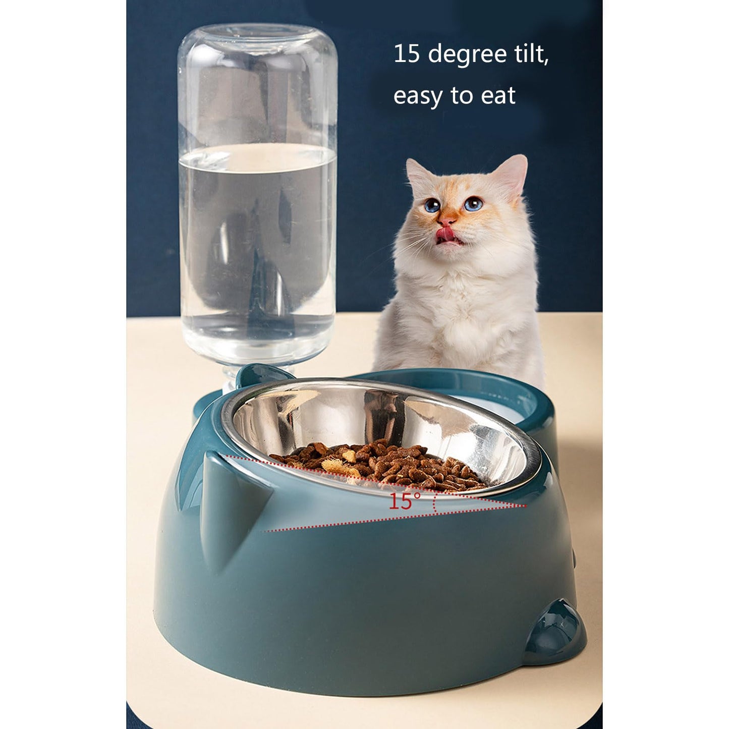 Pet Feeders and Water Dispenser,Removable Stainless Steel Bowl and Automatic Water Dispenser,Pet Feeder and Waterer,for Cats&Dogs