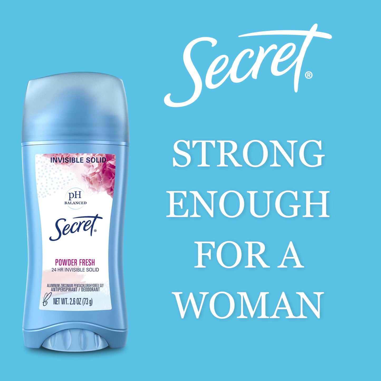 Secret Antiperspirant and Deodorant for Women, 24hr Sweat & Odor Protection, PH Balanced Protection, Gentle on Skin, Invisible Solid, Travel Size, Powder Fresh Scent, 0.5 oz (Pack of 24)