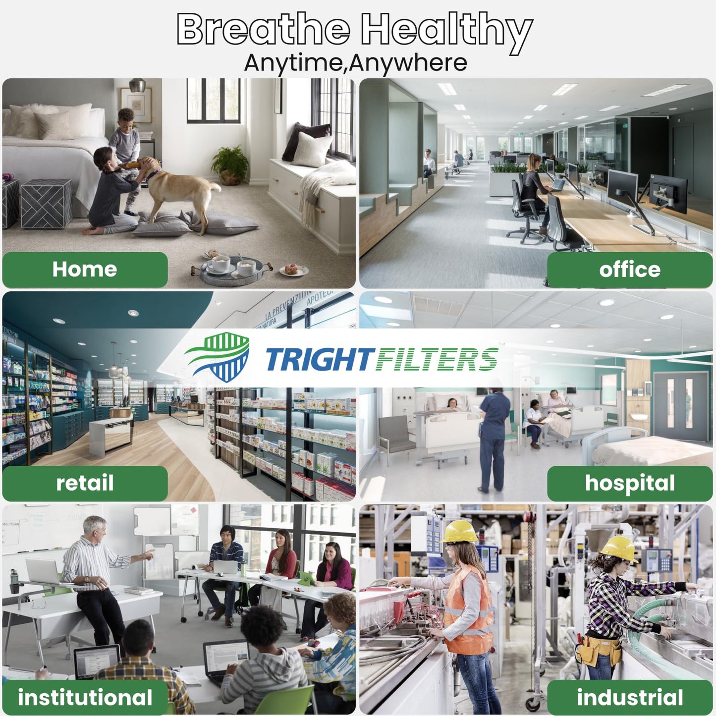 TRIGHTFILTERS 12x12x1 Air Filter 6 Pack, Durable MERV 8 Pleated Home HVAC AC Furnace Filters, Lightweight Compact Air Conditioner Filter Replacement