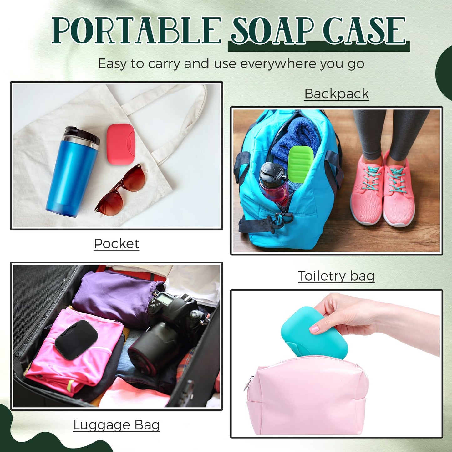 Nuogo 48 Pcs Soap Box Holder Bulk Portable Travel Soap Dish Case Plastic Leakproof Container for Home Bathroom Outdoor Camping Hiking Vacation Gym Shower