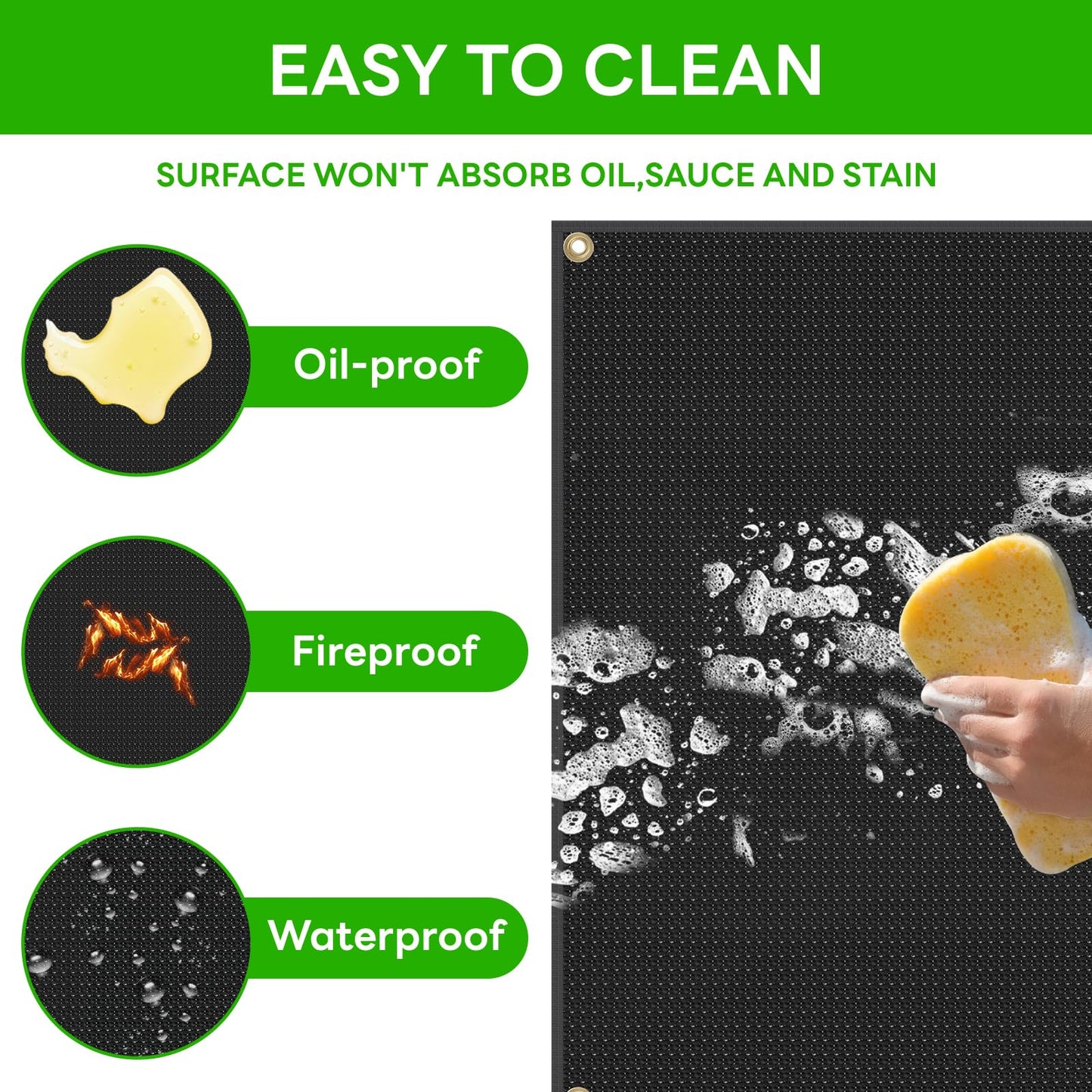 Large 48 x 40 inches Under Grill Mats for Outdoor Grill, Double-Sided Fireproof Grill Pad Mat, Fireproof, Waterproof and Oil Proof Quality BBQ Mat for Deck Patio Lawn