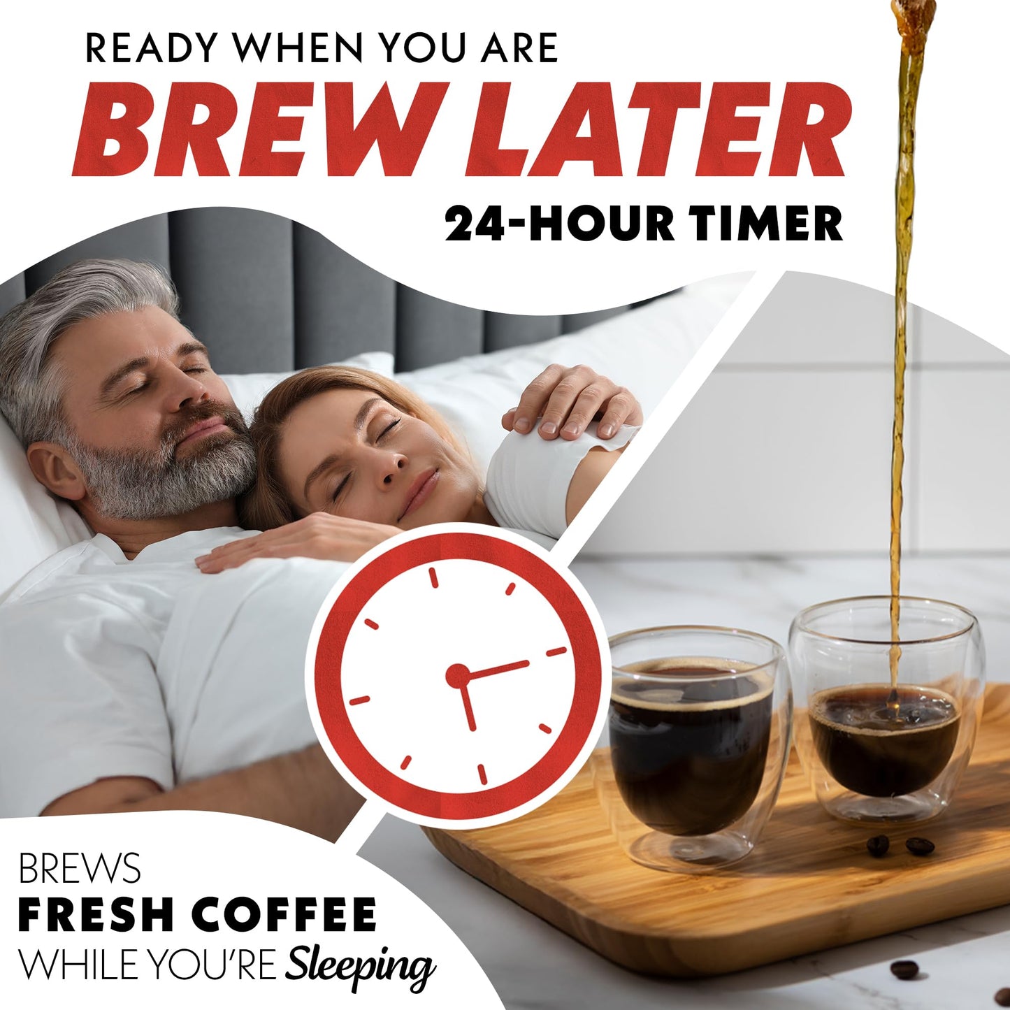 Gourmia GCM3518 5-Cup Programmable Drip Coffee Maker, Brew Later Timer, Adjustable 4-Hr Keep Warm, Pause & Serve, Freshness Timer, 700 W Compact Glass Carafe, EZ-View Water Window