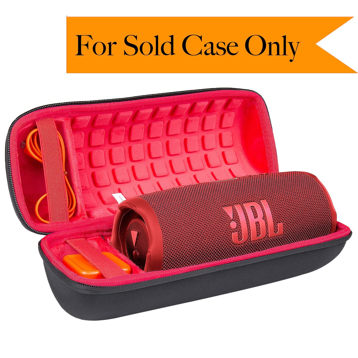 co2CREA Hard Travel Case for Replacement for JBL Charge 4 / Replacement for JBL Charge 5 Waterproof Bluetooth Speaker (Outside Black and Inside Red)
