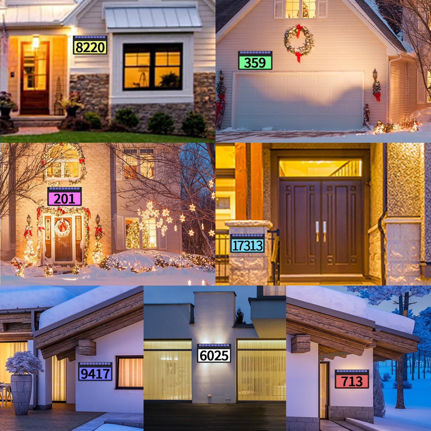 IVWVI Solar Address Sign, Lighted Address Plaque Outdoor Waterproof, Illuminated RGBW Color Address Numbers, House Numbers for Home Street Mailbox Outside