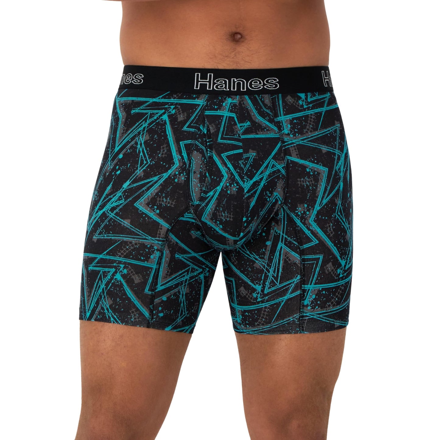 Hanes Men's Comfort Flex Fit Boxer Brief Pack, Supportive Pouch, Turquoise/Concrete/Black 3-Pack