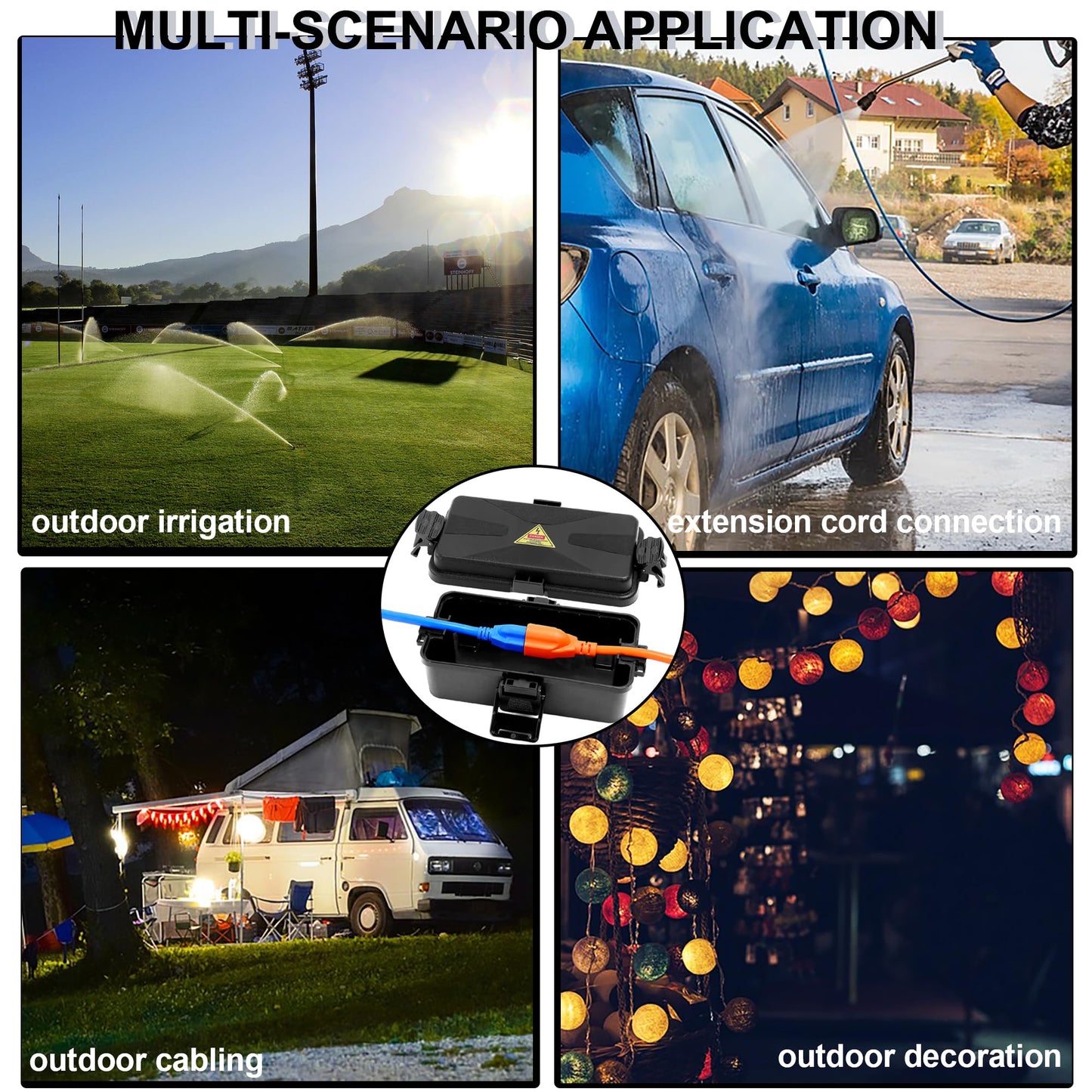 DIQMIAQ Outdoor Electrical Box Waterproof IP54 Black Outdoor Extension Cord Cover(Inner 6.5 x 3.5 x 2.2inch), Wall-Hangable Waterproof Box for Plug, Halloween, Christmas String Lights (1 PCS Black)