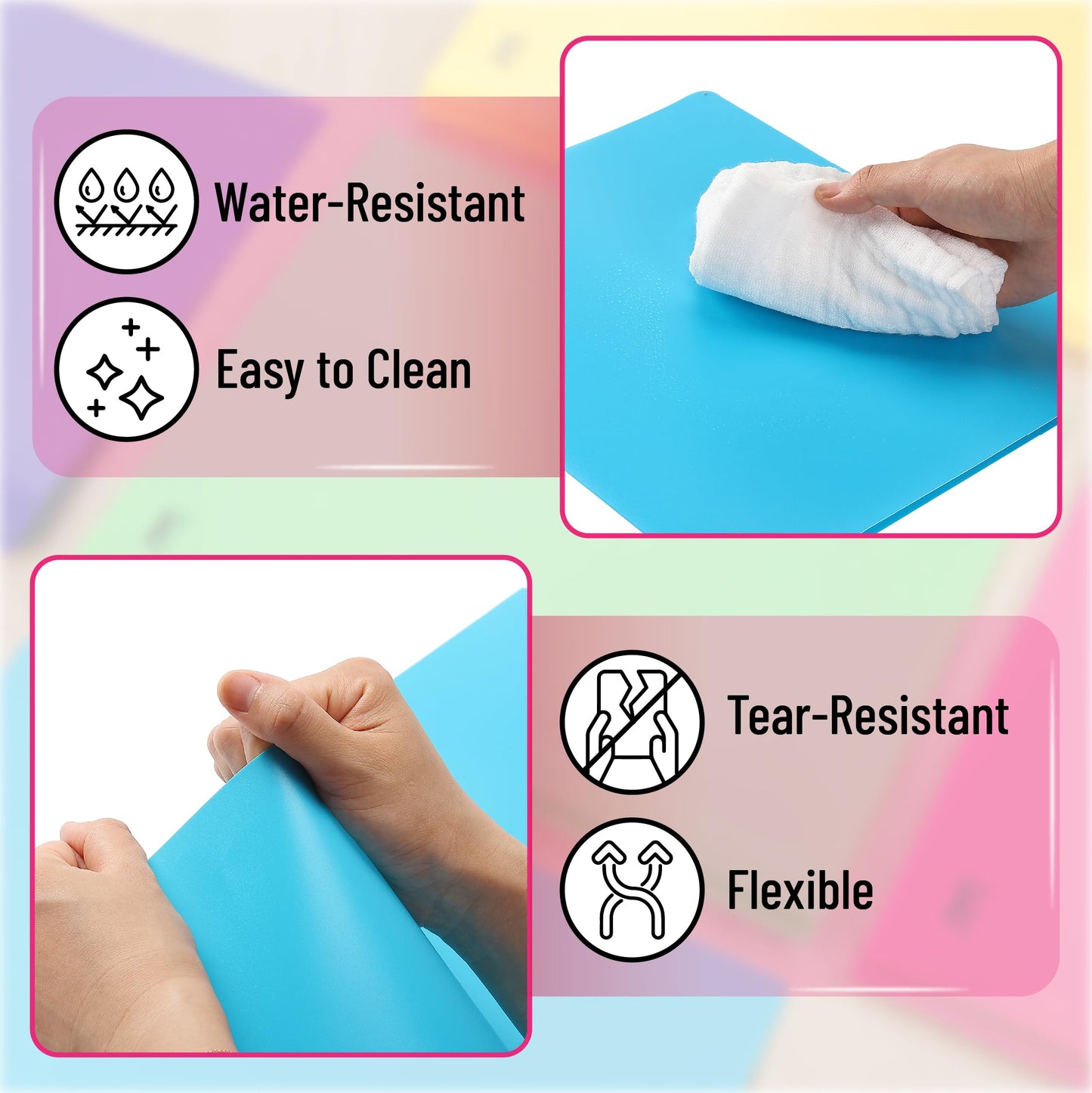 Mr. Pen- Folders with Pockets and Prong with Fasteners, 2 Pocket Folder, 3 Prong Folders, 5 Pack, Plastic, Back to School Supplies