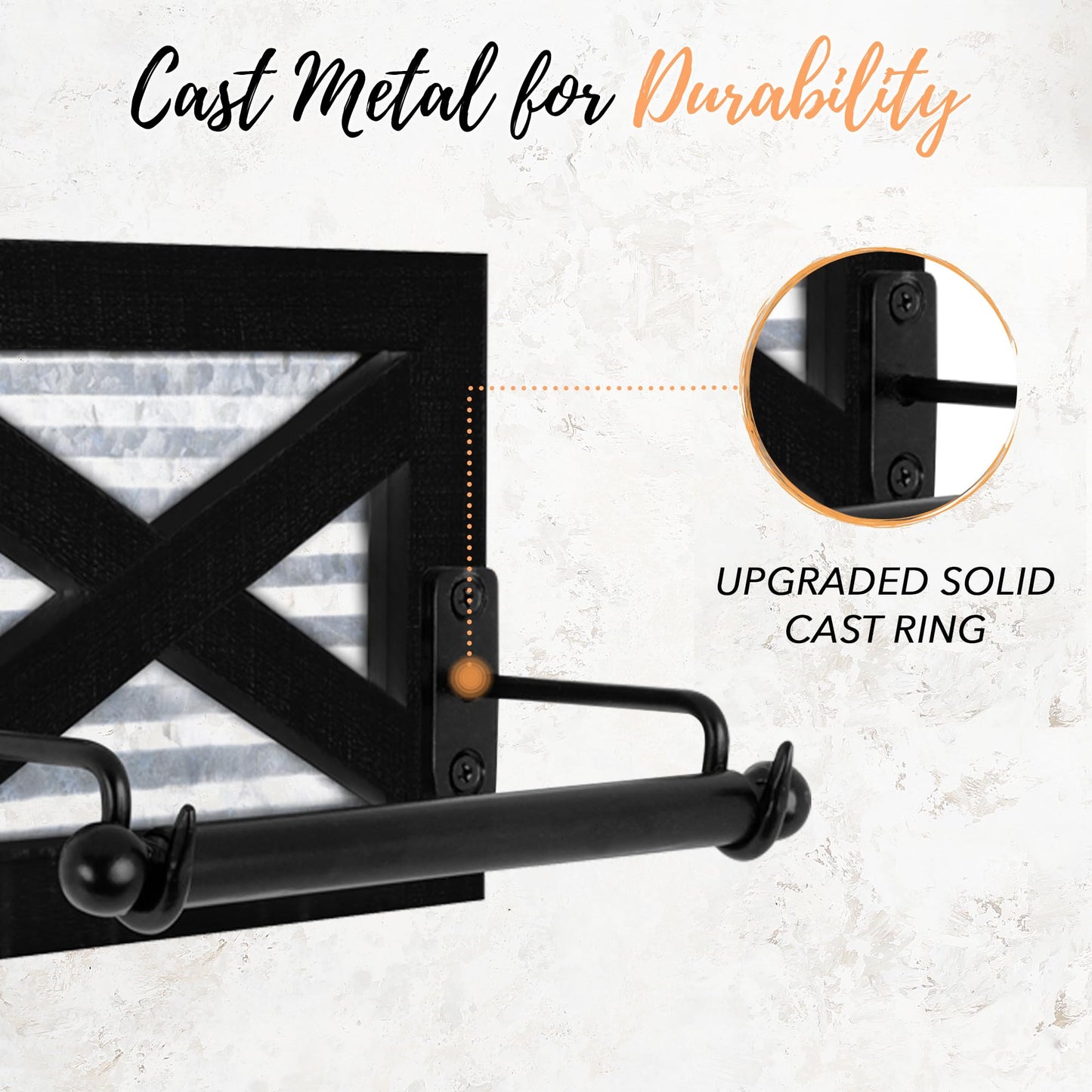 Autumn Alley Black Farmhouse Toilet Paper Holder - Farmhouse Bathroom Decorative Accessory - Black Wood & Corrugated Galvanized Metal - Adds Rustic Charm