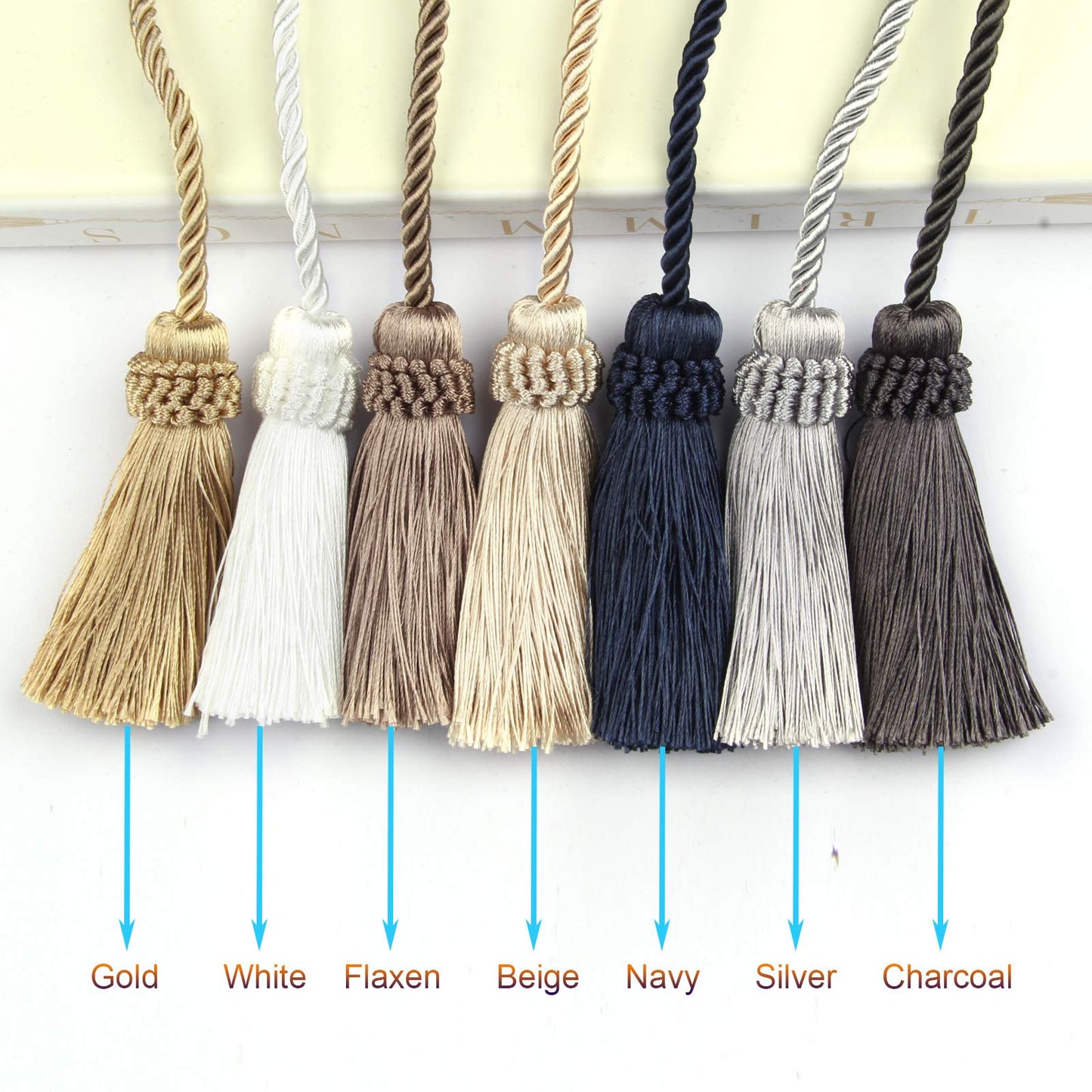 Fenghuangwu Curtain Tiebacks Handmade Decorative Curtain Holdbacks Rope with Tassel (Gold, 2P)