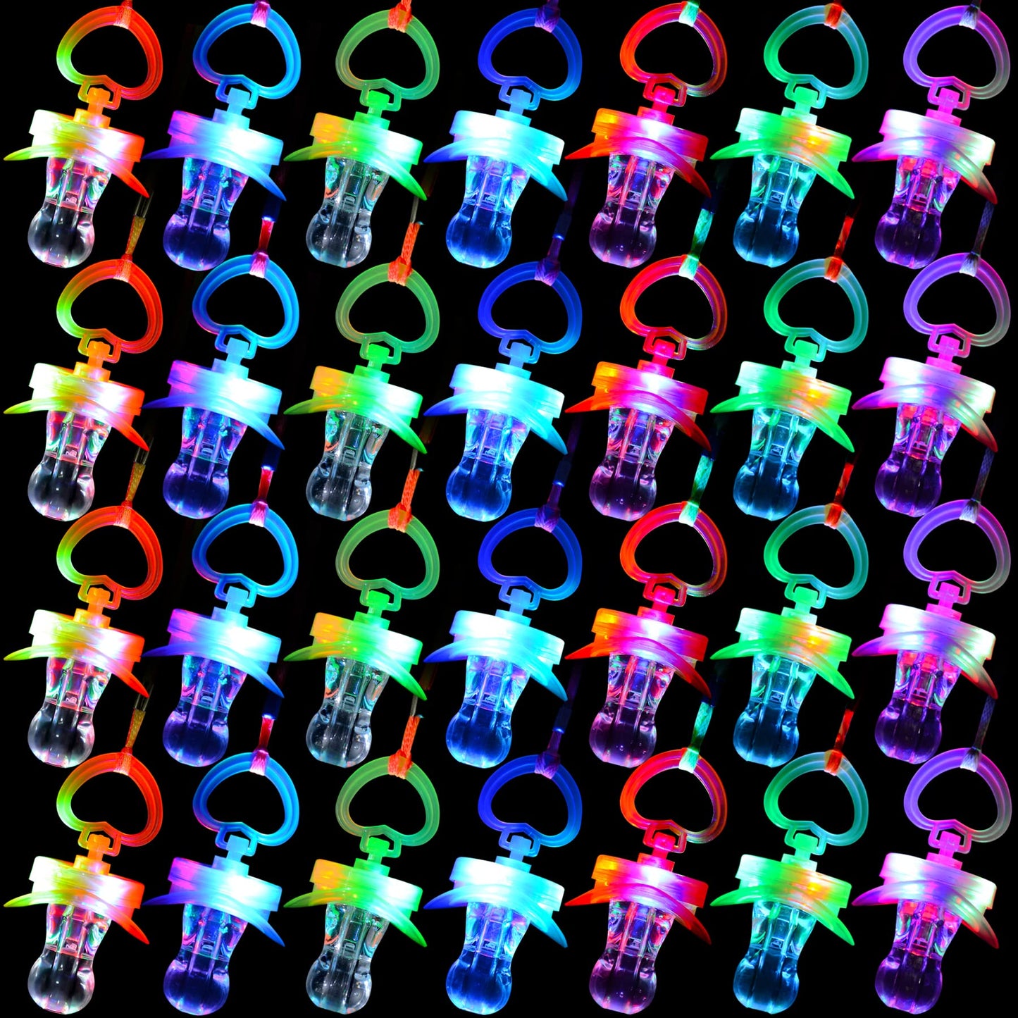 30 PCS LED Pacificers LED Light Up Pacifiers Necklace Flashing Pacifiers Whistles LED Rave Pacifiers Glowing Pacificer Glow in The Dark Party Favors for Halloween,Christmas,Birthday(6 Random Colors)