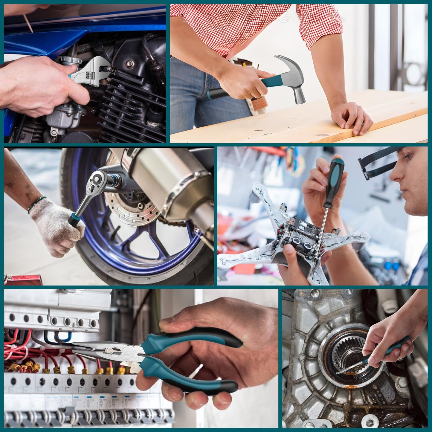 Tool Kit with 21V Cordless Drill - Sundpey 255-PCs Portable Complete General Basic Home and Auto Repair Tool Set with Drawer for Handyman & Diyer & Homeowner - Power Drill with 2 x 2.0Ah Batteries