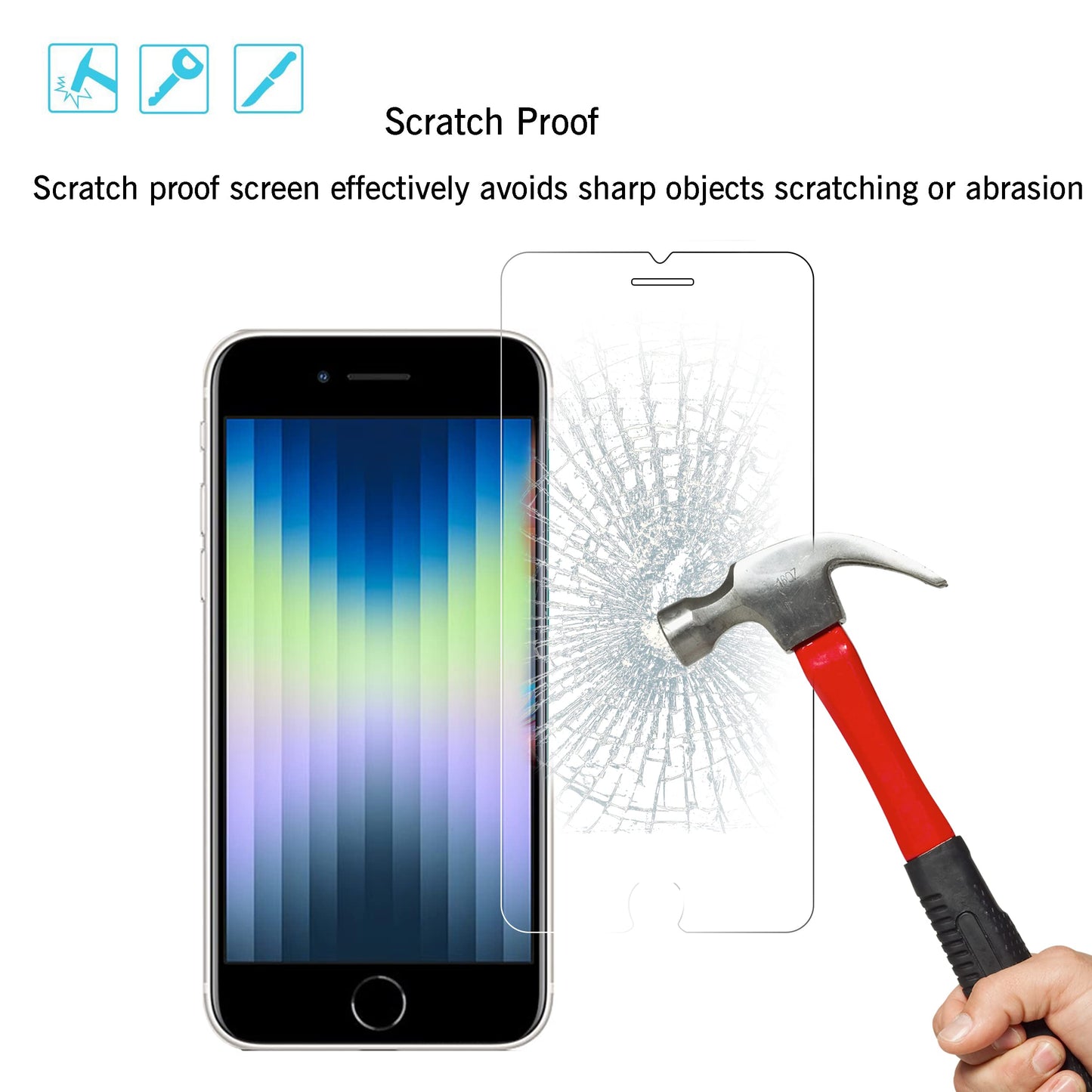 Ailun Screen Protector for iPhone SE 2020 2nd/2022 3rd Generation, 4.7-Inch Tempered Glass 0.25mm Case Friendly 3 Pack Clear