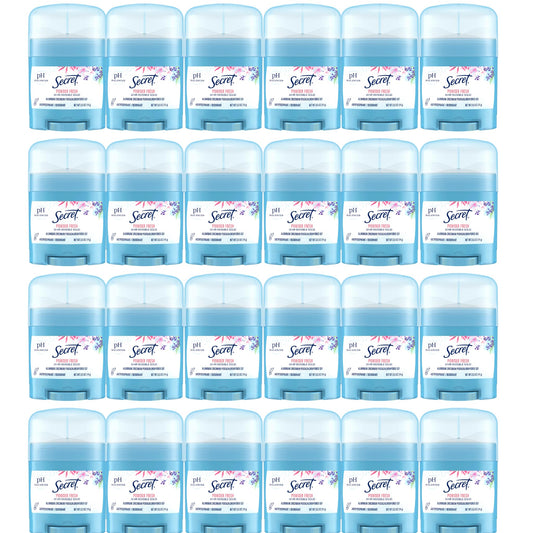 Secret Antiperspirant and Deodorant for Women, 24hr Sweat & Odor Protection, PH Balanced Protection, Gentle on Skin, Invisible Solid, Travel Size, Powder Fresh Scent, 0.5 oz (Pack of 24)