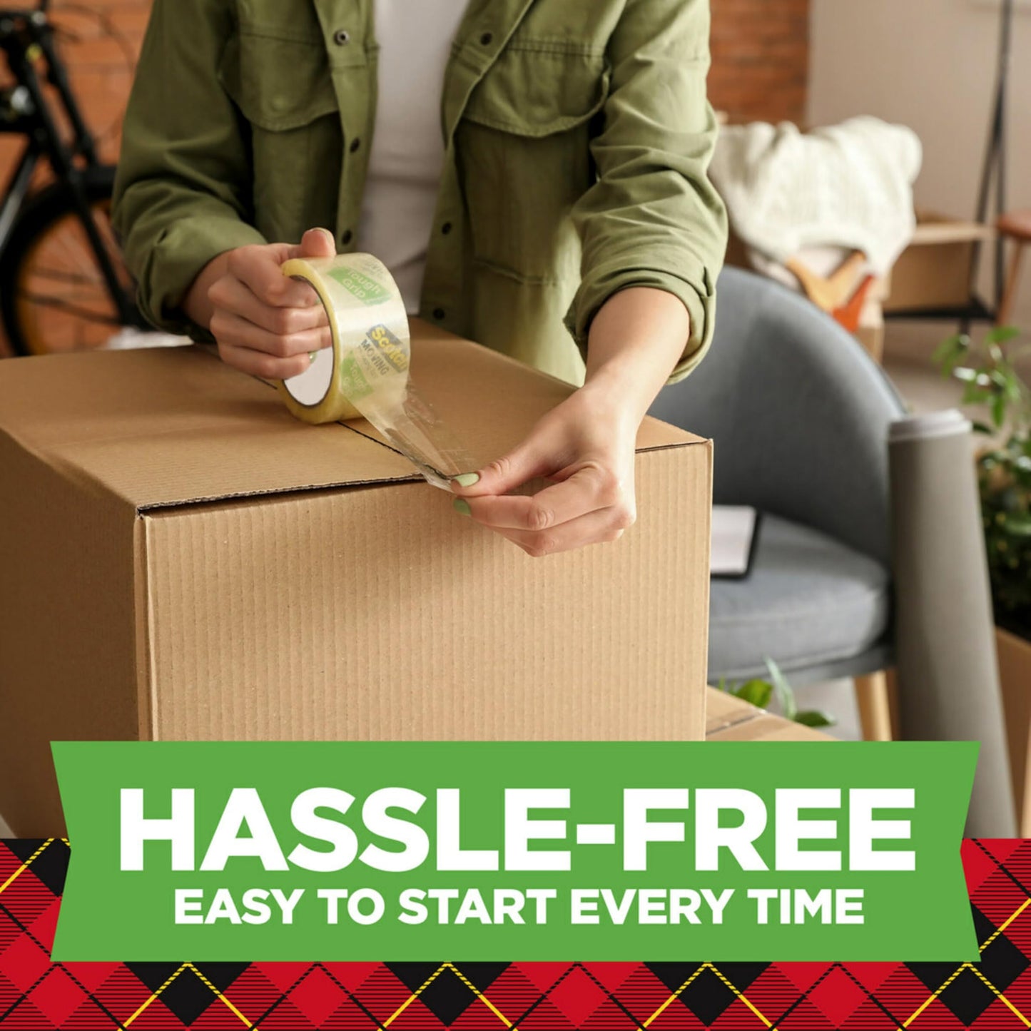 Scotch Tough Grip Packing Tape, Clear, Moving Tape That Secures Boxes up to 80 Pounds, Holiday Shipping Tape for Large Boxes, 1.88 in. x 22.2 yd., 6 Tape Rolls with Dispensers