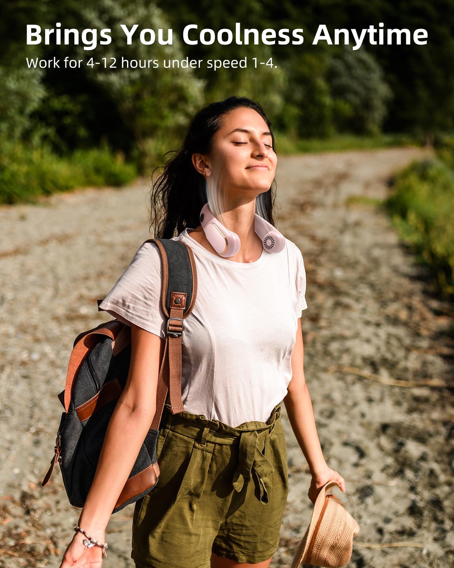 Koonie Neck Fan Rechargeable 5 Speeds, Portable Personal Fan, Hands Free Bladeless Fan, Battery Operated Wearable Fan Adjustable, Screen Design, 4-12 Hours, Cooling Fan For Travel, Outdoor, Indoor