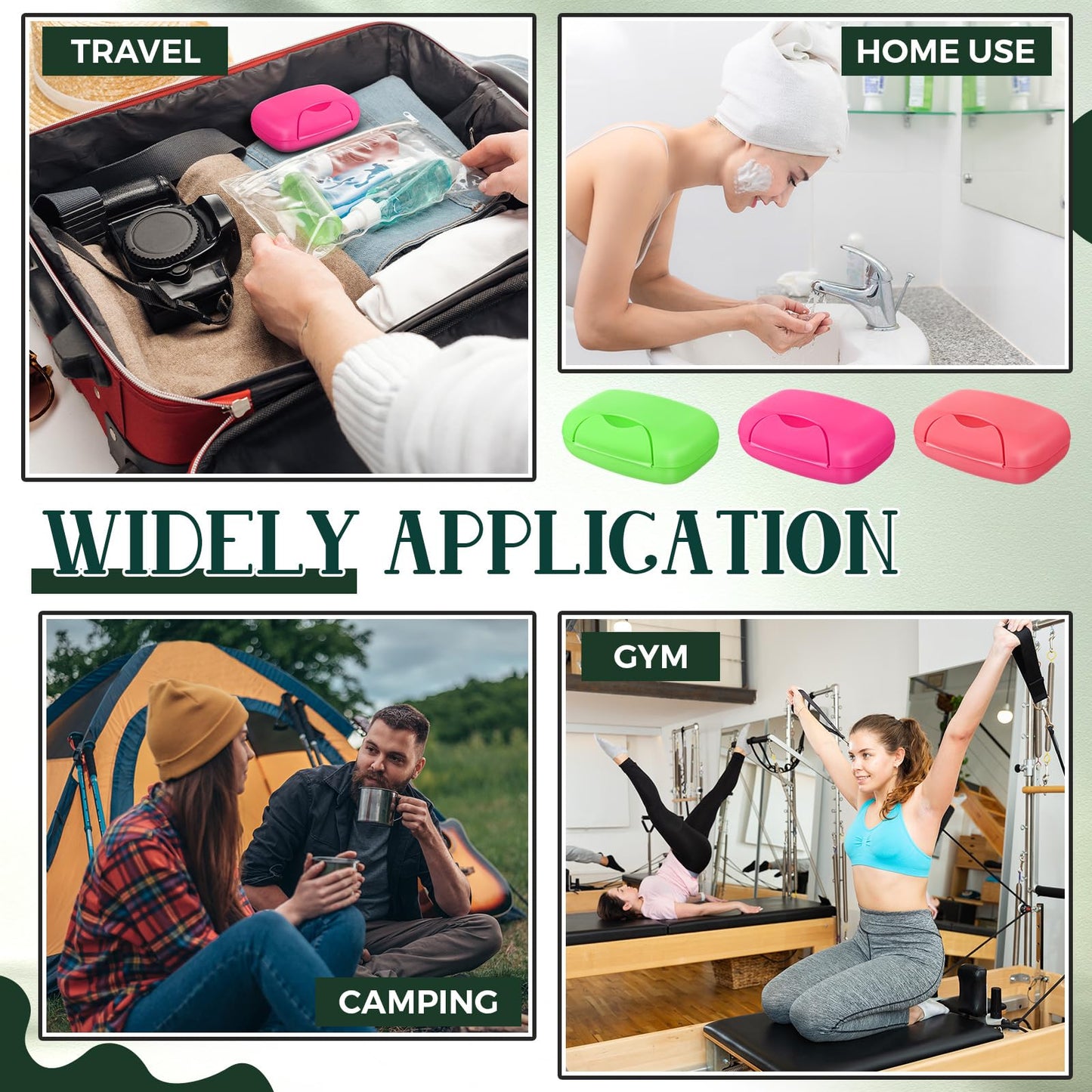 Nuogo 48 Pcs Soap Box Holder Bulk Portable Travel Soap Dish Case Plastic Leakproof Container for Home Bathroom Outdoor Camping Hiking Vacation Gym Shower