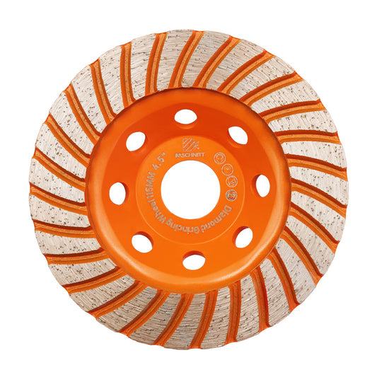 Concrete Diamond Turbo Grinding Cup Wheel,BRSCHNITT 4-1/2 inch Angle Grinder Diamond Turbo Row Cutting Wheel for Grinding/Polishing/Cleaning Surface Grinding Granite,Concrete,Stone,Cement,Marble,Rock