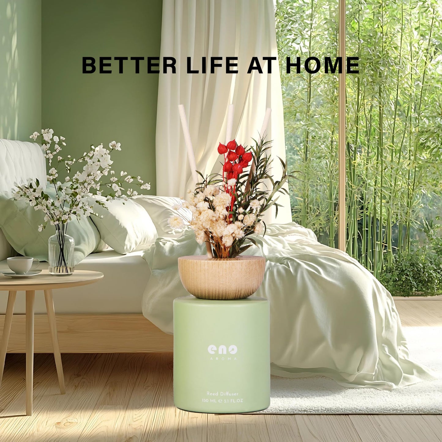 SoxComfy Reed Diffuser Set with Really Dried Flowers, Essential Oils Scented Diffuser with Sticks, Air Fresheners Home Fragrance for Bathroom Shelf Decor & Gift, 5.1oz / 150ml