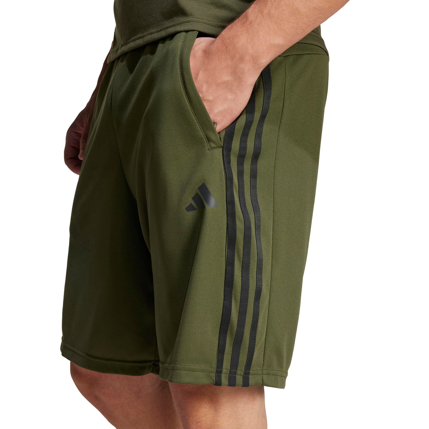 adidas Men's Train Essentials Piqué 3-Stripes Shorts, Night Cargo/Black