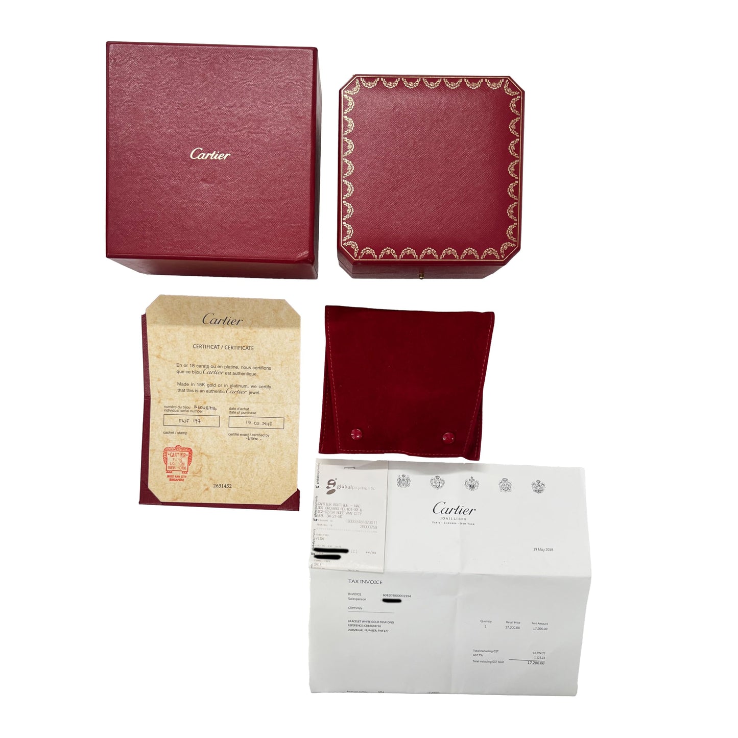 Cartier, Pre-Loved Juste Un Clou Bracelet, Diamonds, White Gold, 16 cm