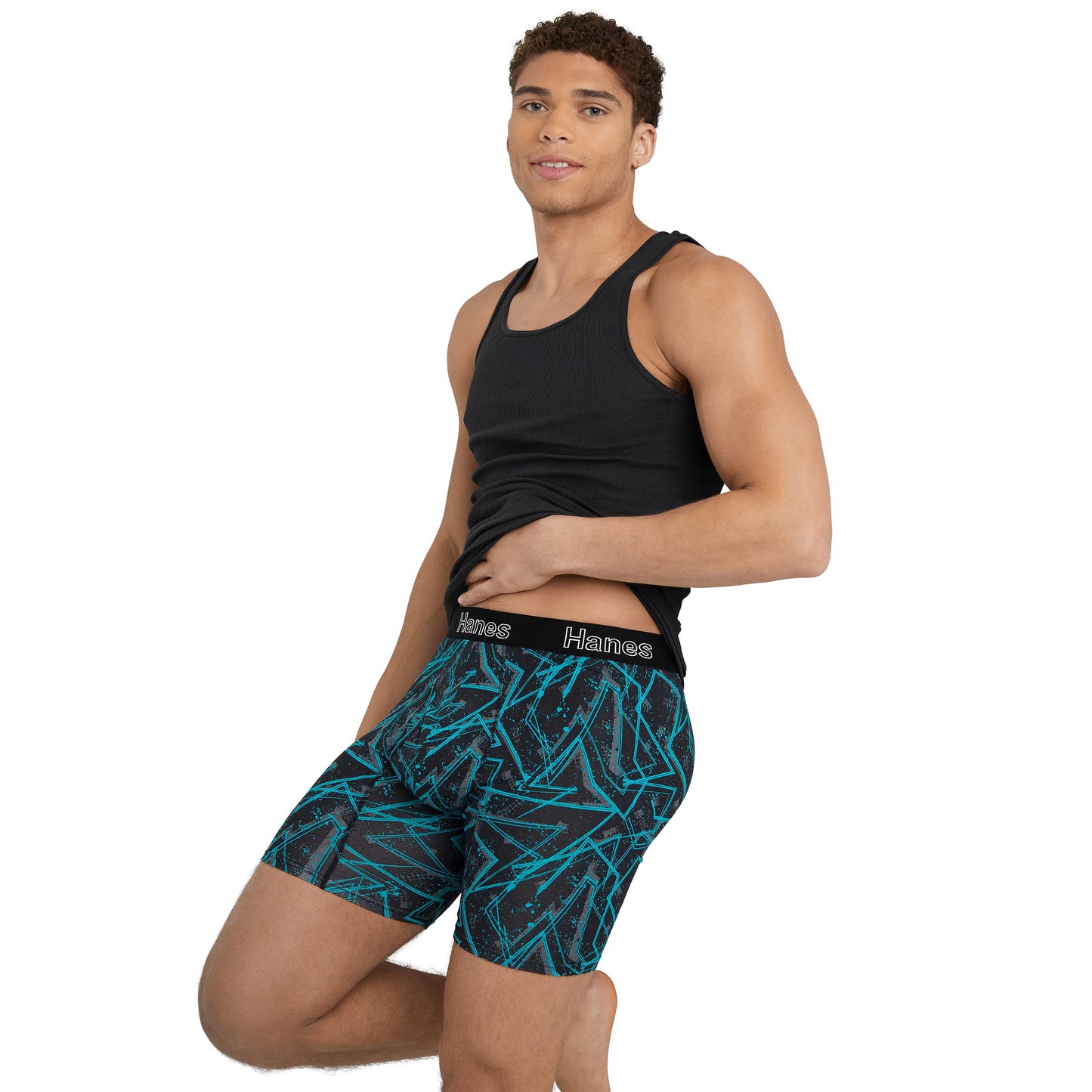 Hanes Men's Comfort Flex Fit Boxer Brief Pack, Supportive Pouch, Turquoise/Concrete/Black 3-Pack