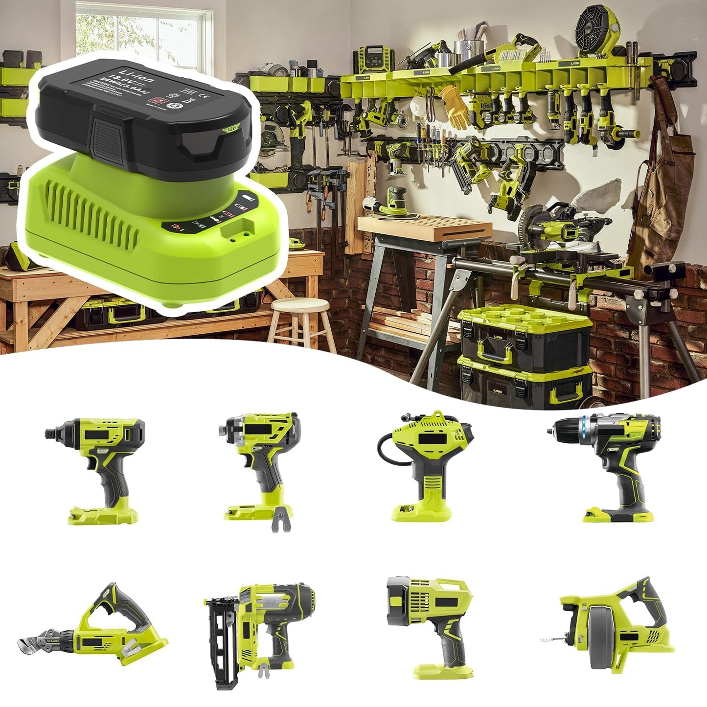 Nicetoro 2Packs 3.0Ah Battery Replacement for Ryobi 18V Battery and Charger, Compatible with Ryobi 18V Cordless Power Tools