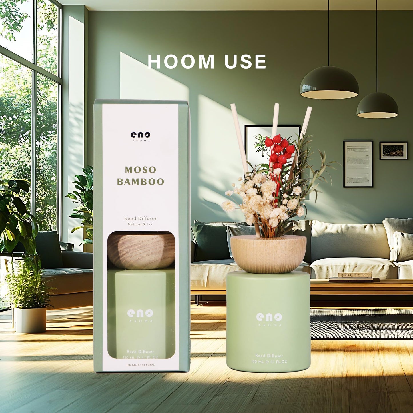 SoxComfy Reed Diffuser Set with Really Dried Flowers, Essential Oils Scented Diffuser with Sticks, Air Fresheners Home Fragrance for Bathroom Shelf Decor & Gift, 5.1oz / 150ml