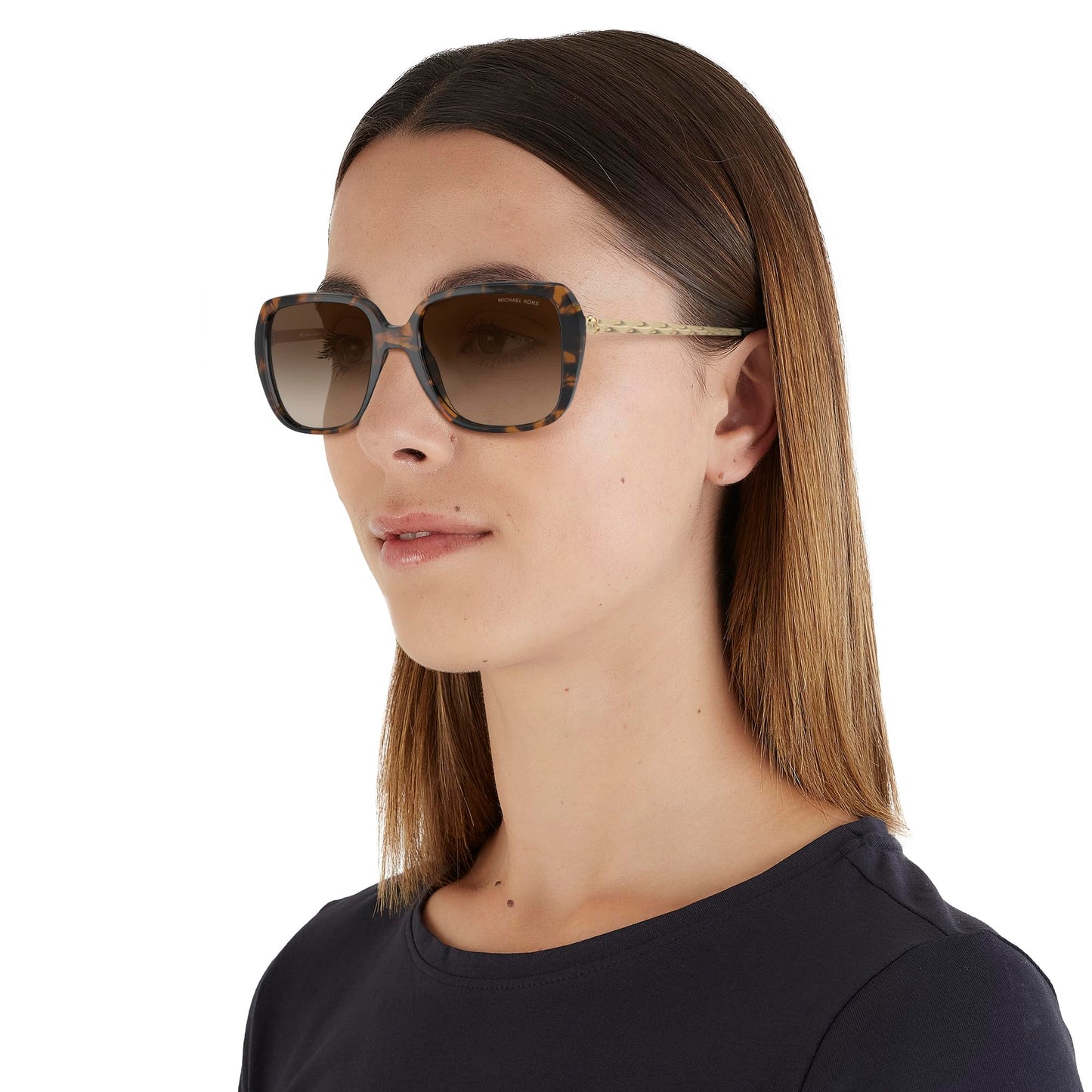 Michael Kors MK2206 Albany Sunglasses, Dark Tortoise/Brown Gradient, 55 mm