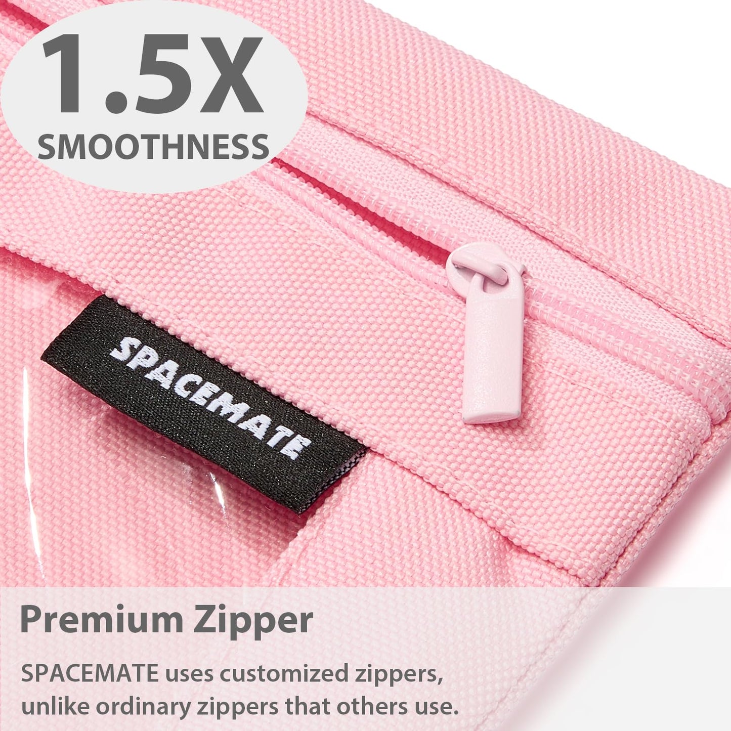 SPACEMATE Binder Pencil Pouch Case Box Bag for 3 Ring Binder School Supplies Girls Boys Kids, Clear Preppy Stuff Large Aesthetic Pen Organizer, Back to College Stationary, 1 Pack, Light Pink