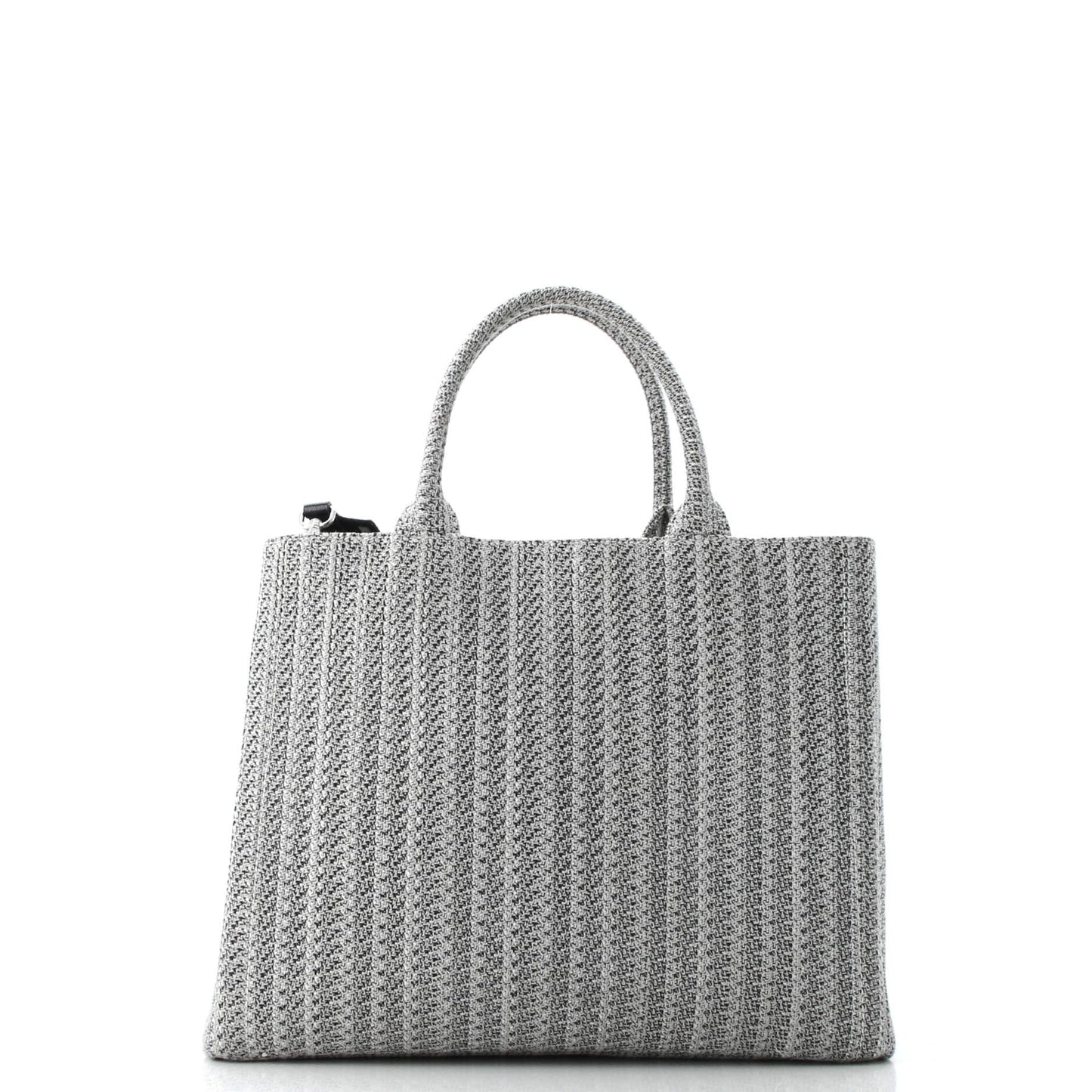 Prada, Pre-Loved Logo Strap Canapa Tote Jacquard Medium, Black